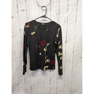 Vintage‎ Y2K Bcbg Maxazaria Women's T-Shirt Long-Sleeve SZ M Floral Made In USA